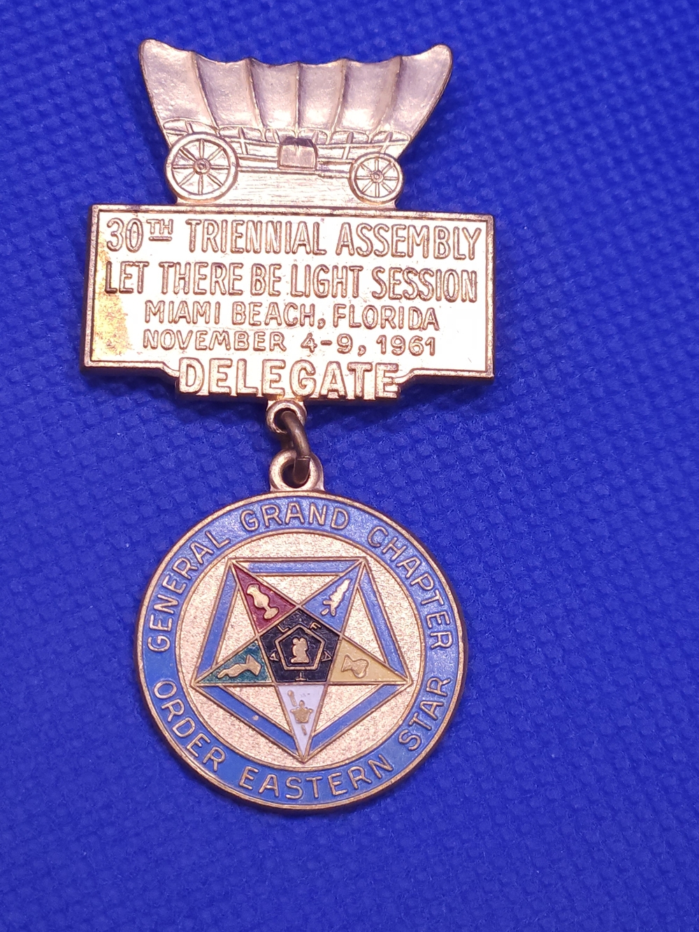 Order of the Eastern Star Delegate Medal - Blue and Gold
